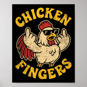 Poster Poulet en colère faisant un doigt d'honneur Pun Cl