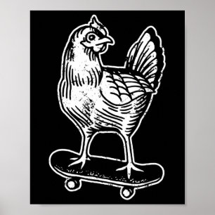 Poster Poulet en Skateboard Mème Internet