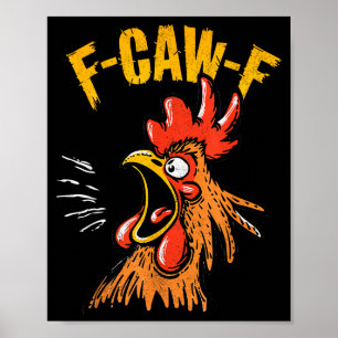 Poster Poulet F-caw-f Vintage Drôle de Poulet Coqs
