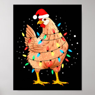 Poster Poulet Feux de Noël Ferme Animaux Drôle Noël Moi