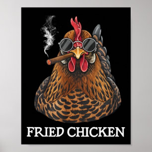 Poster Poulet frit qui fume Mème de weed drôle de fumeur