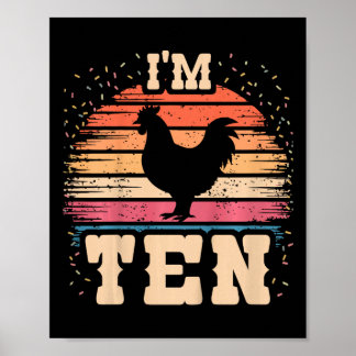Poster Poulet Garçon Fille Anniversaire 10 Ans 10ème Poul