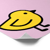 Poster Poulet Jaune Sur Fond Rose (Coin)