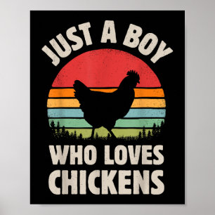 Poster Poulet Juste Un Garçon Qui Aime Rétro Animal De Fe