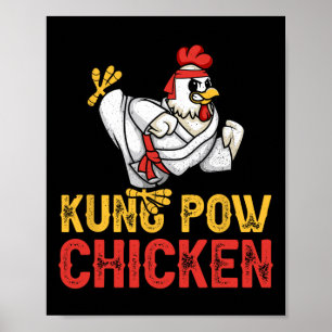 Poster Poulet Kung Pow Drôle Karaté Poulet Ninja Un Guerr