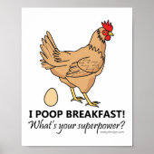 Poster Poulet Poops Petit Déjeuner Drôle (Devant)