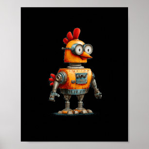 Poster Poulet Robot Heureux Avec Ai Pour Amant De Robots