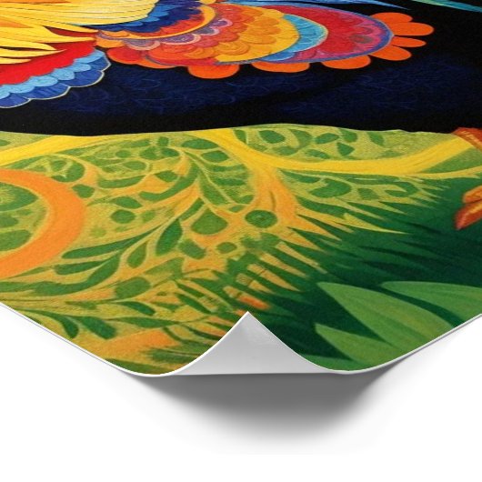 Poster Poulet rustique au coq rustique (Coin)