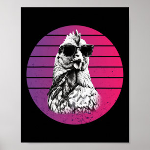 Poster Poulet Sungles Croquis Cool Plumes Humour Animal 