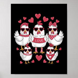 Poster Poulet Valentines Day Love Valentine Coeurs mignon