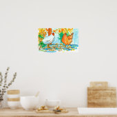 Poster Poulets amis poules oiseaux ferme animal (Cuisine)
