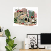 Poster Poulets, chats et chien qui aboie (Bureau à domicile)