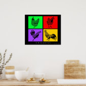 Poster Poulets colorés (Cuisine)