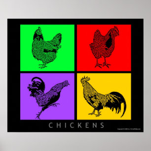 Poster Poulets colorés
