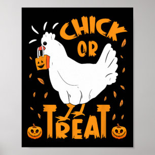 Poster Poulets D'Halloween Ou Traite Drôle Halloween C