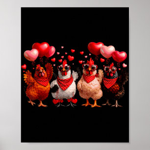 Poster Poulets Drôles Et Fermes Animaux Cœurs Heureux Val