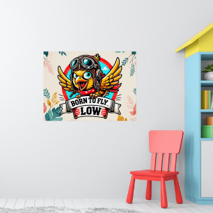 Poster Poulette Aviatrice