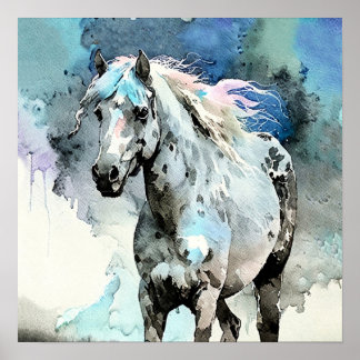 Poster Pouliche Appaloosa fringante Aquarelle