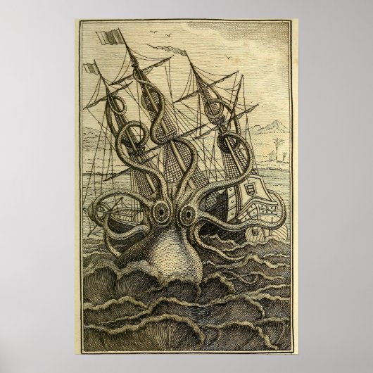 Poster Poulpe Géant Gravure Vintage 1801 (Devant)