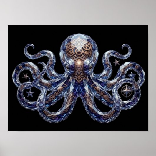 Poster Poulpe Steampunk Cristallin (Devant)