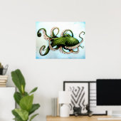 Poster poulpe verte (Bureau à domicile)