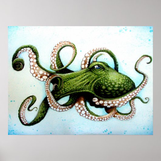 Poster poulpe verte (Devant)