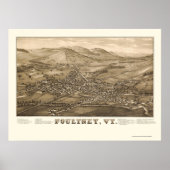 Poster Poultney, VT Carte panoramique - 1886 (Devant)