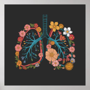 Poster Poumons floraux colorés Vector Illustration cadeau