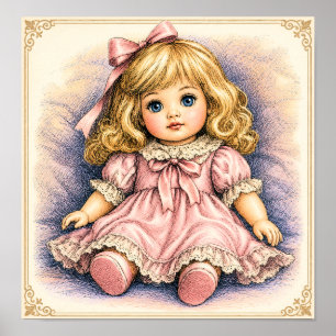 Poster Poupée ancienne vintage