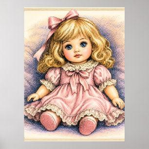 Poster Poupée ancienne vintage
