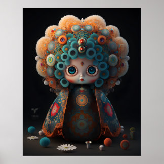 Poster Poupée Anime colorée 3D - Takashi Murakami