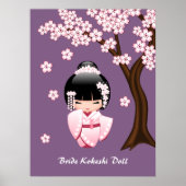 Poster Poupée blanche Kimono Kokeshi - mignonne Geisha Gi (Devant)