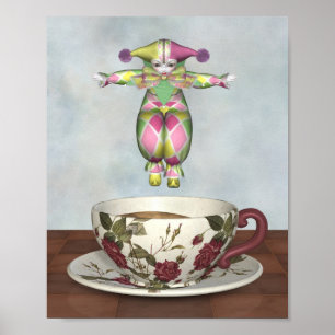 Poster Poupée clown Pierrot Jumer dans une tasse de thé
