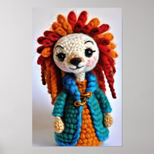 Poster Poupée Crochetée avec un visage amical (Devant)