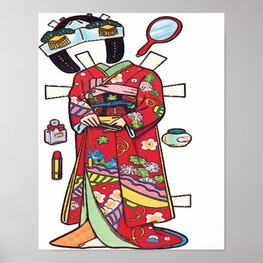 Poster Poupée De Papier, Kimono Découpé (Devant)