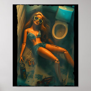 Poster Poupée drôle dégoûtante visage buvant Meme