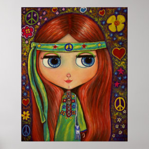 Poster Poupée Hippie Paix