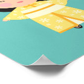 Poster Poupée japonaise de Kimono jaune (Coin)