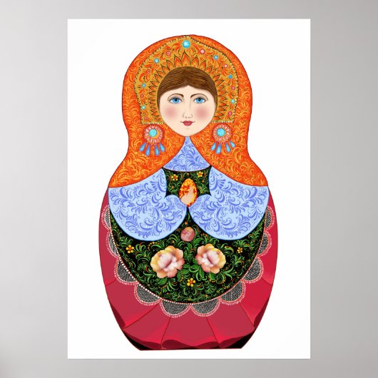 Poster Poupée Matryoshka dans l'art populaire russe Khokh (Devant)