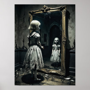 Poster Poupée maudite dans une atmosphère de miroir d'hor