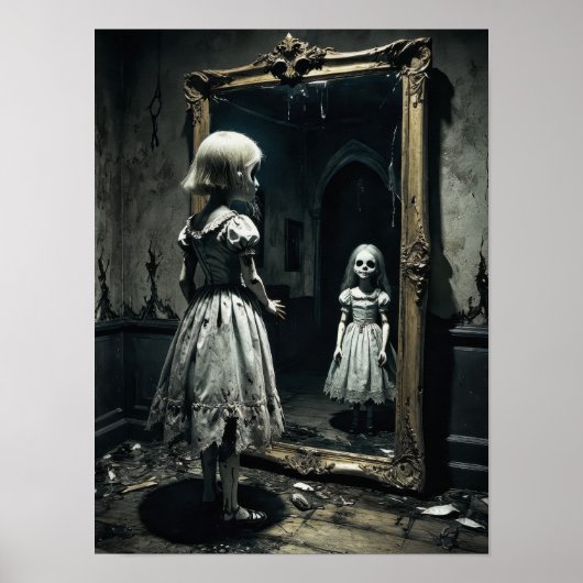 Poster Poupée maudite dans une atmosphère de miroir d'hor (Devant)