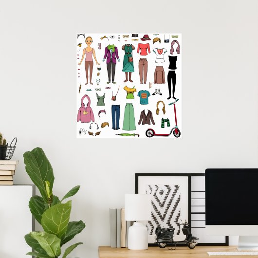 Poster Poupée papier (Bureau à domicile)