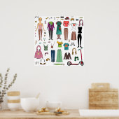 Poster Poupée papier (Cuisine)