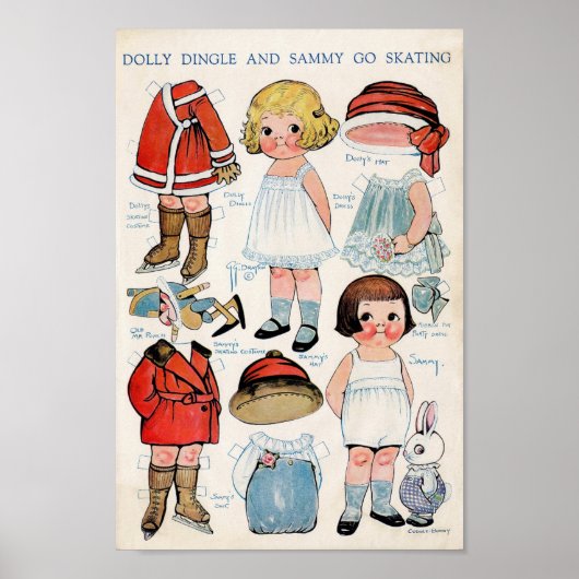 Poster Poupée papier vintage (Devant)