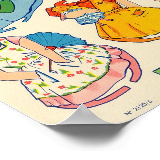 Poster Poupée papier vintage (Coin)