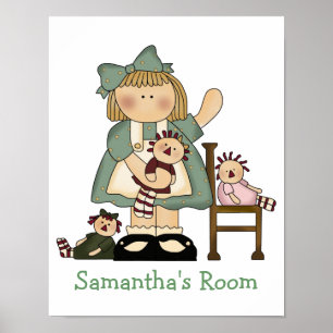 Poster Poupée raggedy mignonne Girls Print