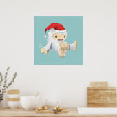 Poster Poupée Yeti de Noël portant un chapeau de Père Noë (Cuisine)
