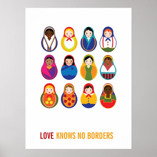 Poster Poupées de nidification multiculturelle L'amour ne (Devant)