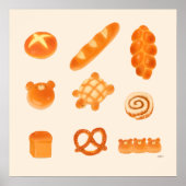 Poster Poupées de pain mignonne et farci et boulangerie a (Devant)