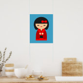 Poster Poupées japonaises Red Kokeshi (Cuisine)